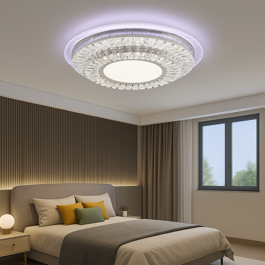 Lustra LED cu telecomanda MIRALUX RGB, 70W, lumina Albastra/Rece/Calda, Dimabila, Alb – RegalStore