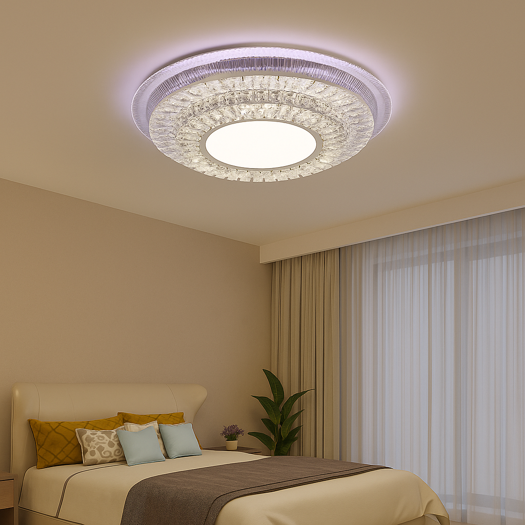 Lustra LED cu telecomanda MIRALUX RGB, 70W, lumina Albastra/Rece/Calda, Dimabila, Alb – RegalStore