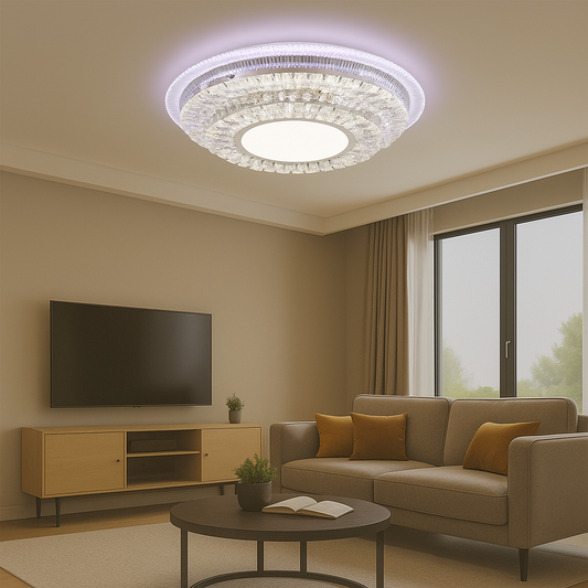 Lustra LED cu telecomanda MIRALUX RGB, 70W, lumina Albastra/Rece/Calda, Dimabila, Alb – RegalStore