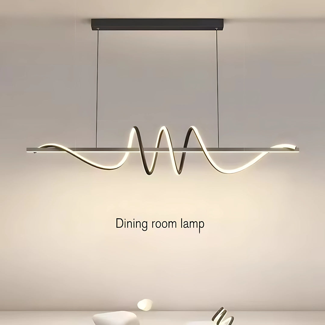 Lustra LED Suspendata cu Telecomanda RIBBON, 66W, Inaltime Reglabila, Lumina Rece/Calda/Neutra, Dimabila, Negru