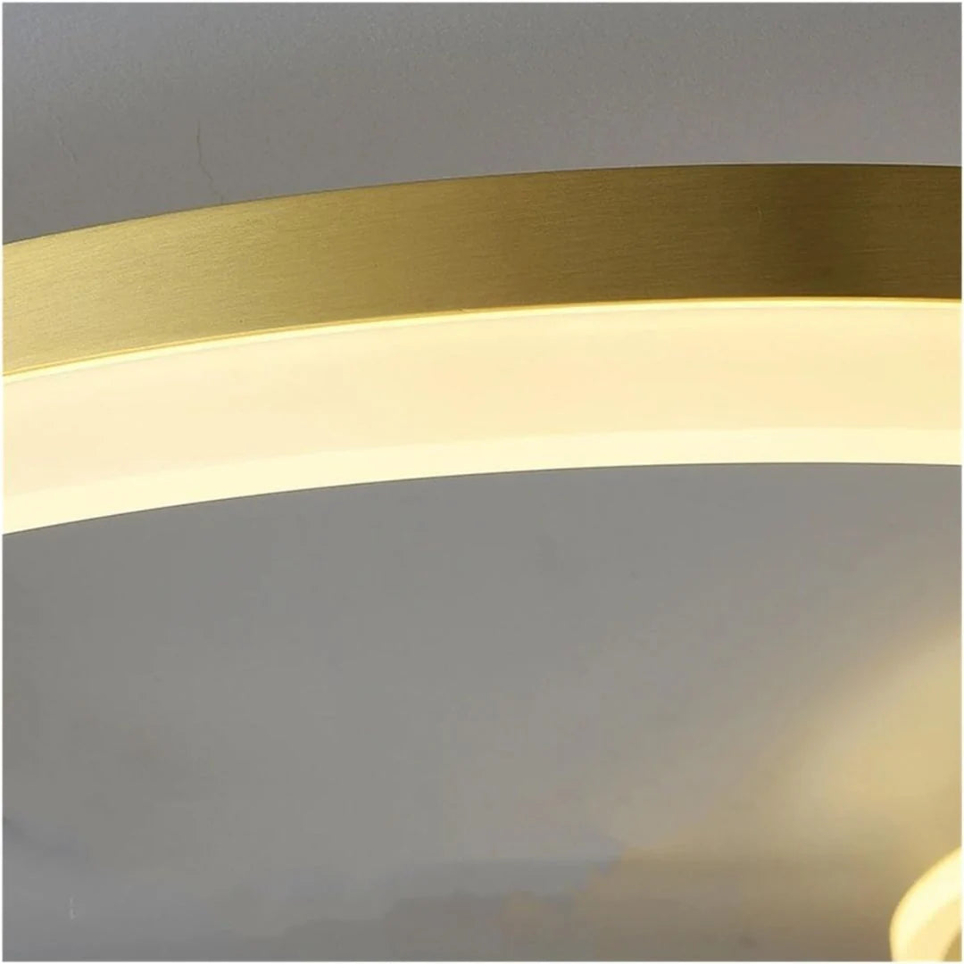 Lustra LED cu Telecomanda DARIO, 4 cercuri, 112W, Lumina Calda/Rece/Neutra, Dimabila, Auriu