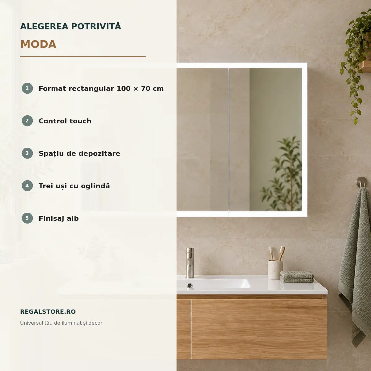 Dulap cu oglinda LED MODA - beneficii principale