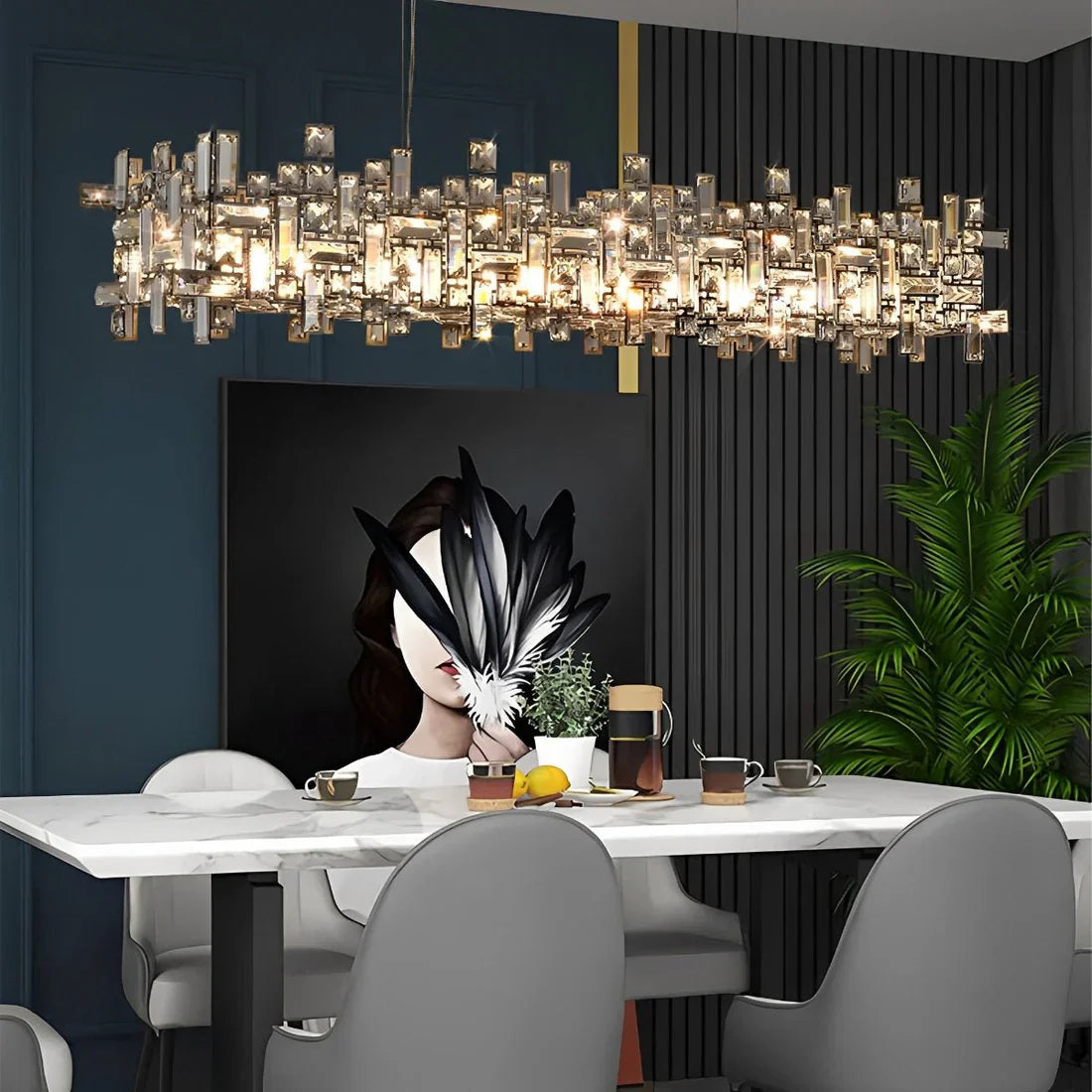 Candelabru Cristal RZ-2/780x280GD , 10xE14, 78X28cm, Inaltime Reglabila, Design Elegant