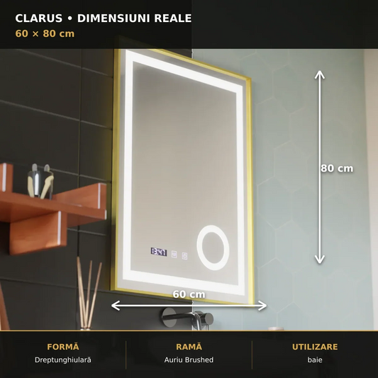 Oglindă LED Clarus 60x80 cm – dimensiuni și format
