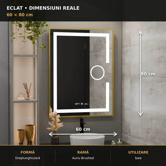Oglindă LED Eclat 60x80 cm – dimensiuni și format