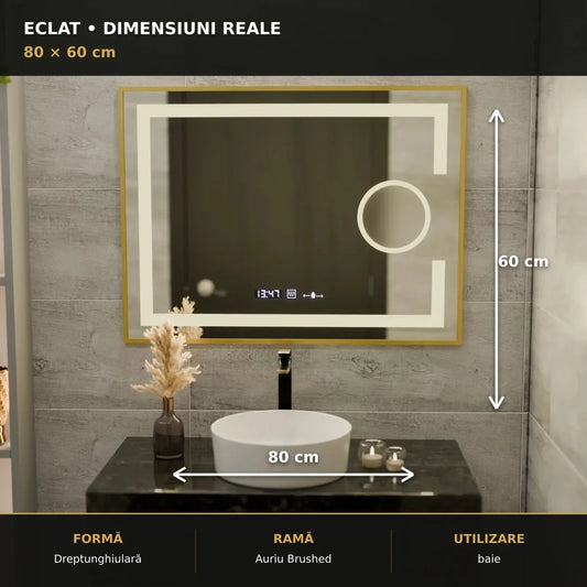 Oglindă LED Eclat 80x60 cm – dimensiuni și format