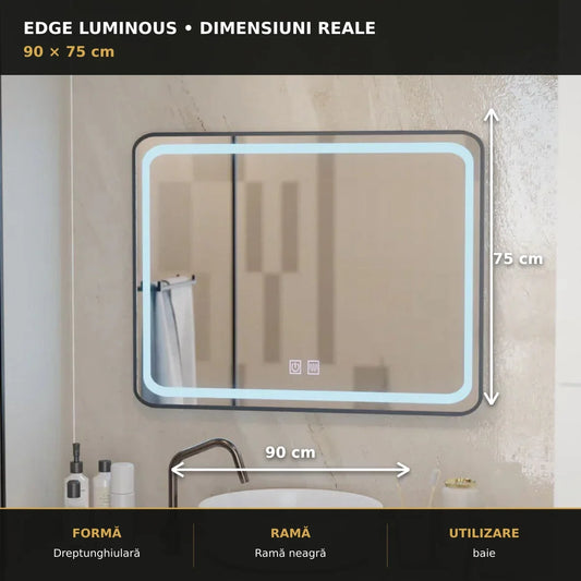 Oglindă LED Edge LUMINOUS 90x75 cm – dimensiuni și format