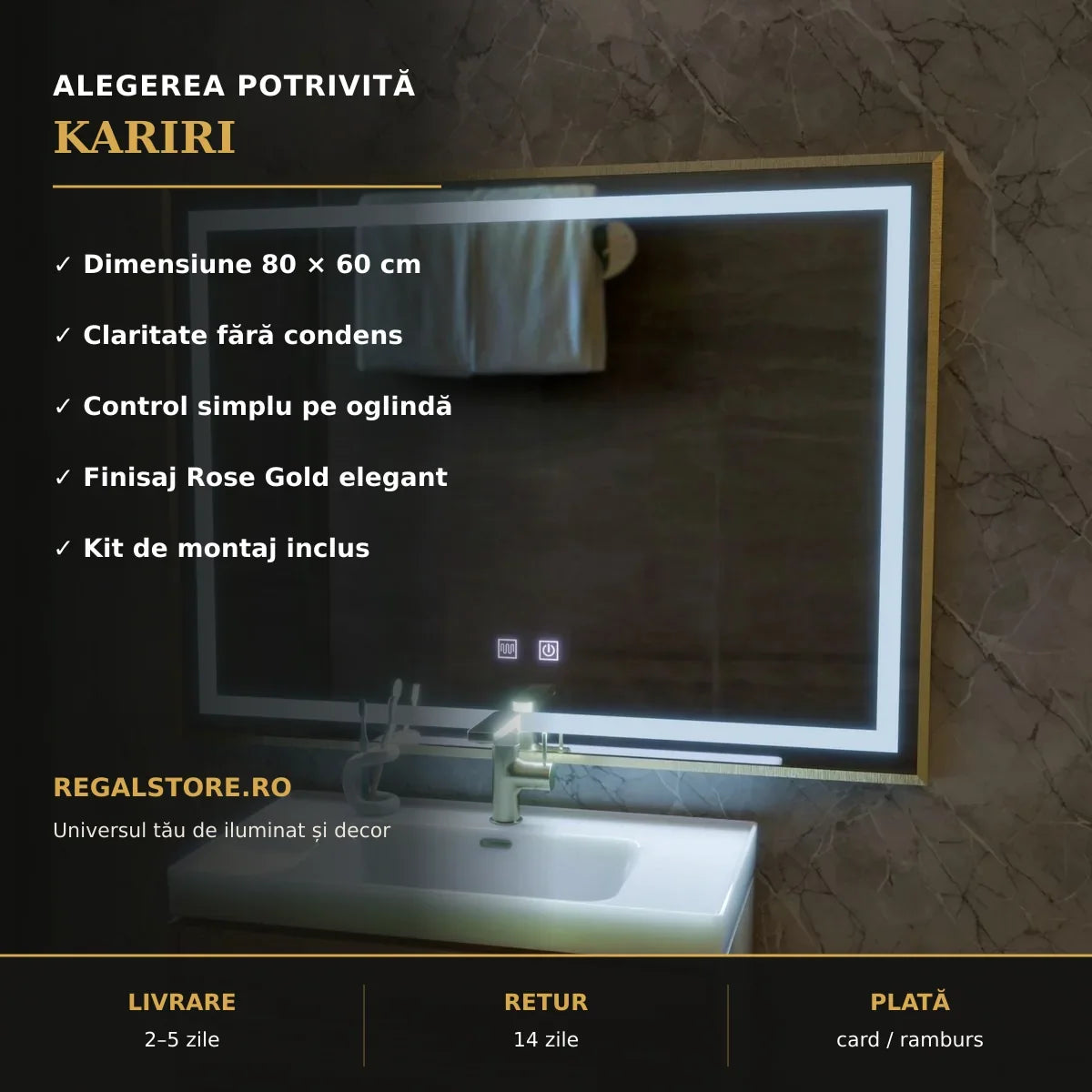 Oglindă LED Kariri 80x60 cm – beneficii principale