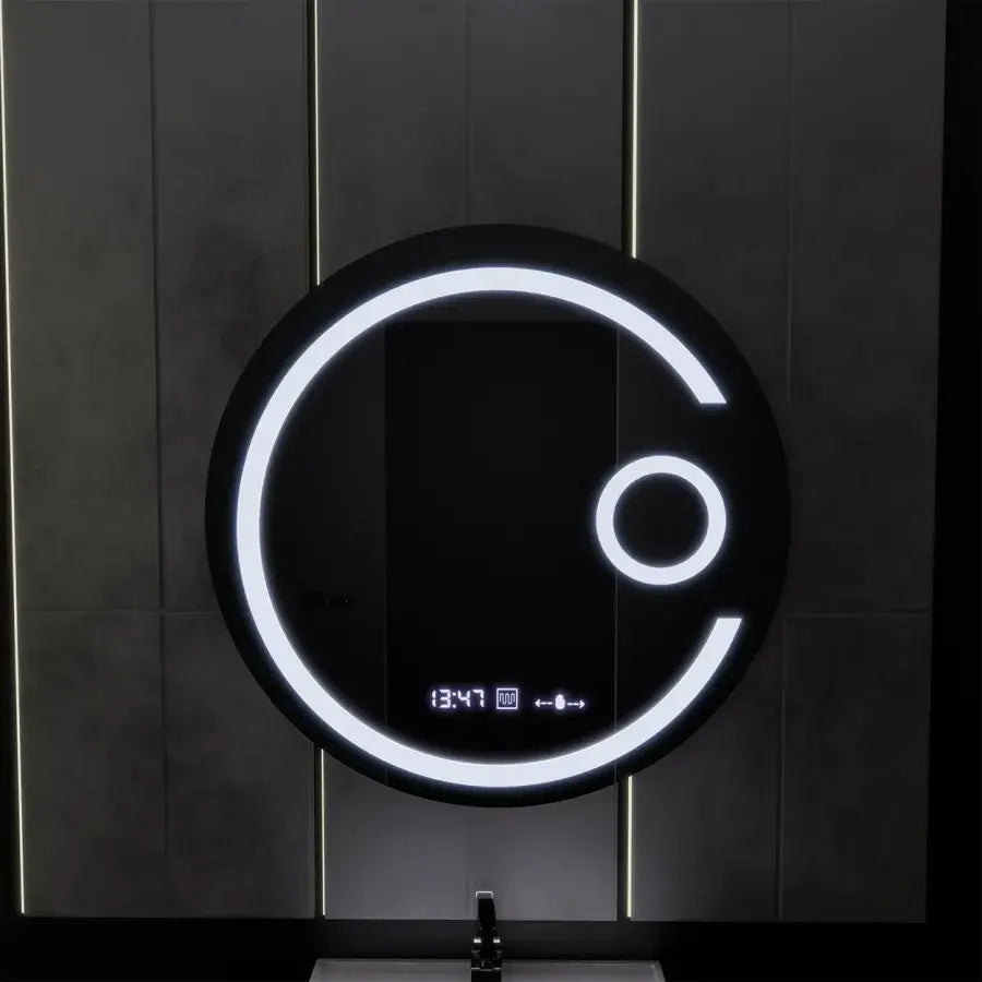 Oglinda LED Rotunda 60 Visio MotionGlow Marcello, Lupa Cosmetica, Sistem Dezaburire, Termometru si Ceas, Dimabila