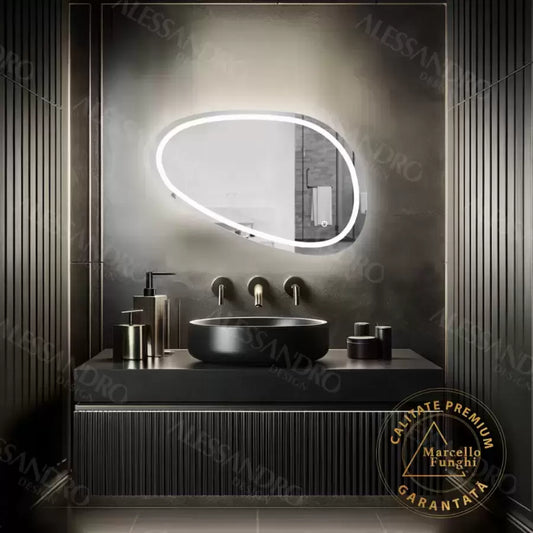 Oglinda LED , 80x45cm, Disegno Touch Marcello, Sistem Dezaburire, Dimabila – oglindă LED, 80x45 cm, 45 cm – RegalStore,