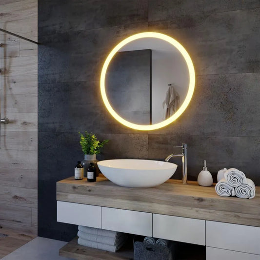 Oglinda LED Rotunda, 50cm, Noxia Touch, Sistem Dezaburire, Dimabila – RegalStore