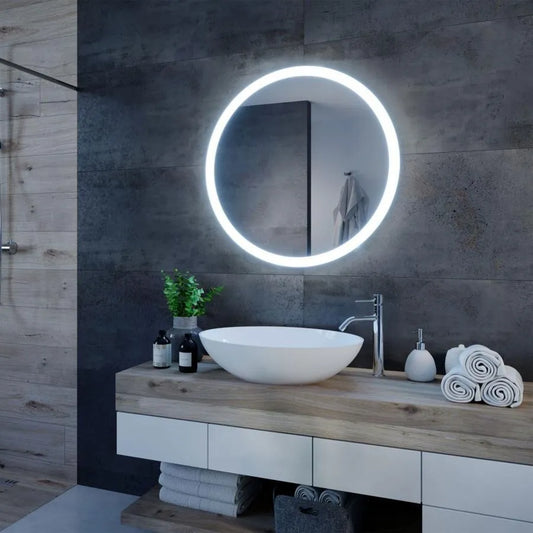 Oglinda LED Rotunda, 50cm, Noxia Touch, Sistem Dezaburire, Dimabila – RegalStore