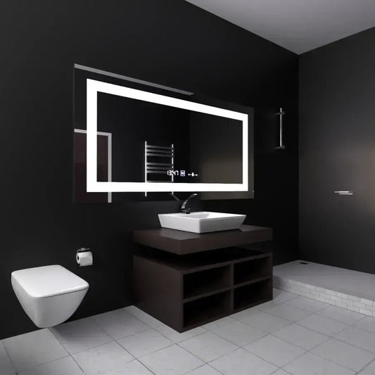 Oglinda LED Rectangulara 120x60cm Verite MotionGlow Marcello, Sistem Dezaburire, Termometru si Ceas, Dimabila