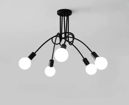 Lustra Modernist Penta 5, 5x E27, Negru, Design Modern – lustră LED, culoare neagră, design modern – RegalStore, ilumina
