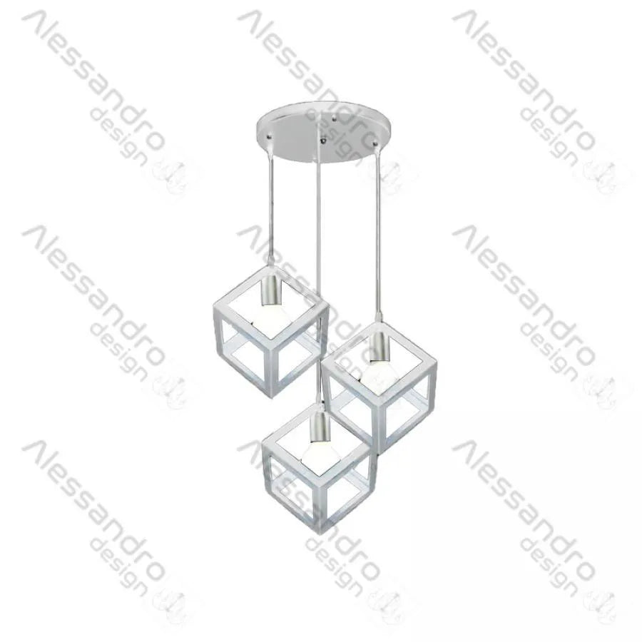 Lustra Forma Cub, STRUKTUR Cluster, 3xE27, Alb, Metal