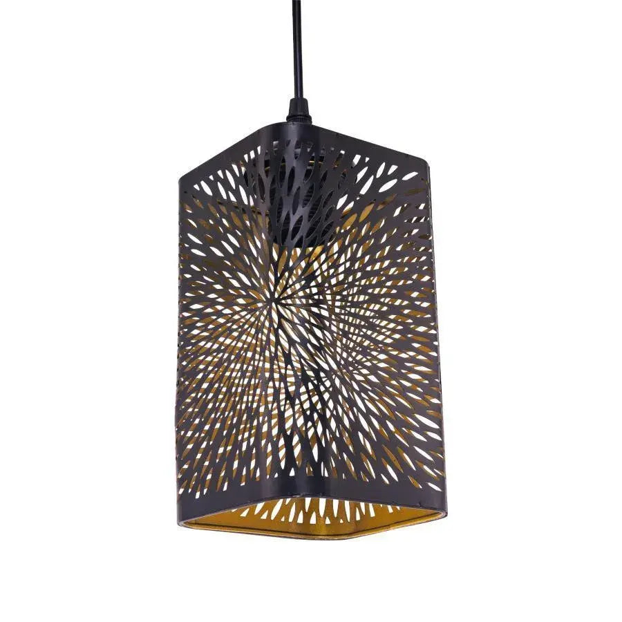 Pendul Izaria, 3*E27, Negru cu Auriu, Metal – pendul modern, culoare aurie, culoare neagră – RegalStore, iluminat interi