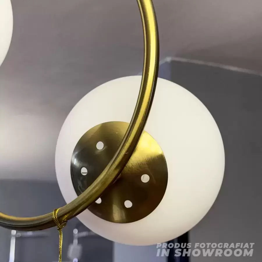 Lustra LOFT Atelier, 2x E27, Alb Auriu, Metal, Inaltime Reglabila – lustră LED, culoare aurie, culoare albă – RegalStore