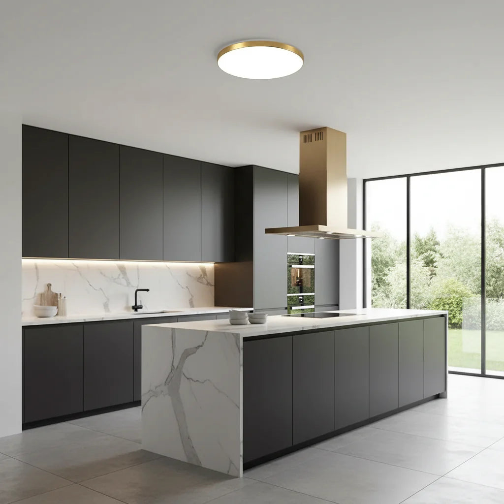 Plafoniera LED SOLIS 37cm 32W Lumina Neutra Auriu