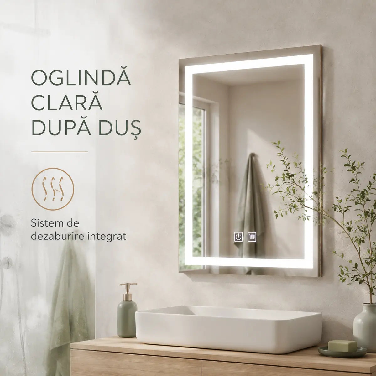 Oglindă LED Radiante – sistem dezaburire