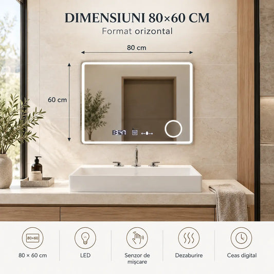 Oglindă LED Rondelis – dimensiuni 80x60 cm
