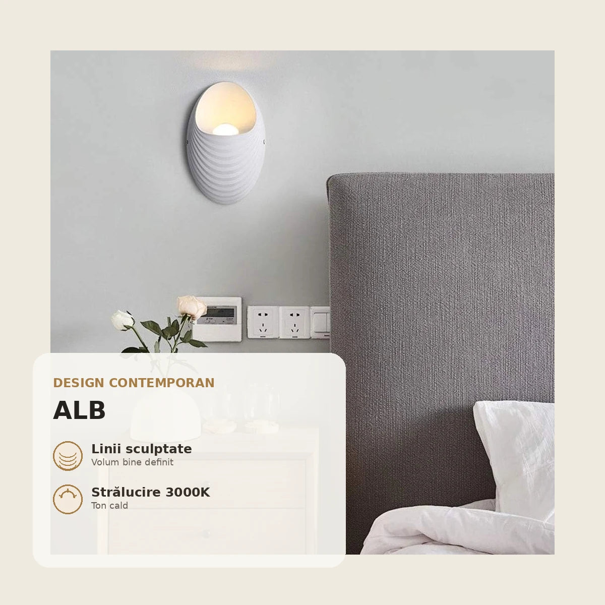 Shell alb - design contemporan si lumina calda