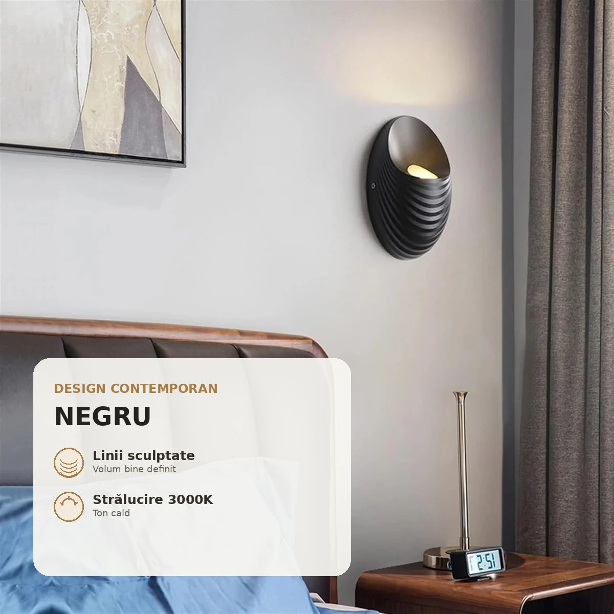 Shell negru - design contemporan si lumina calda