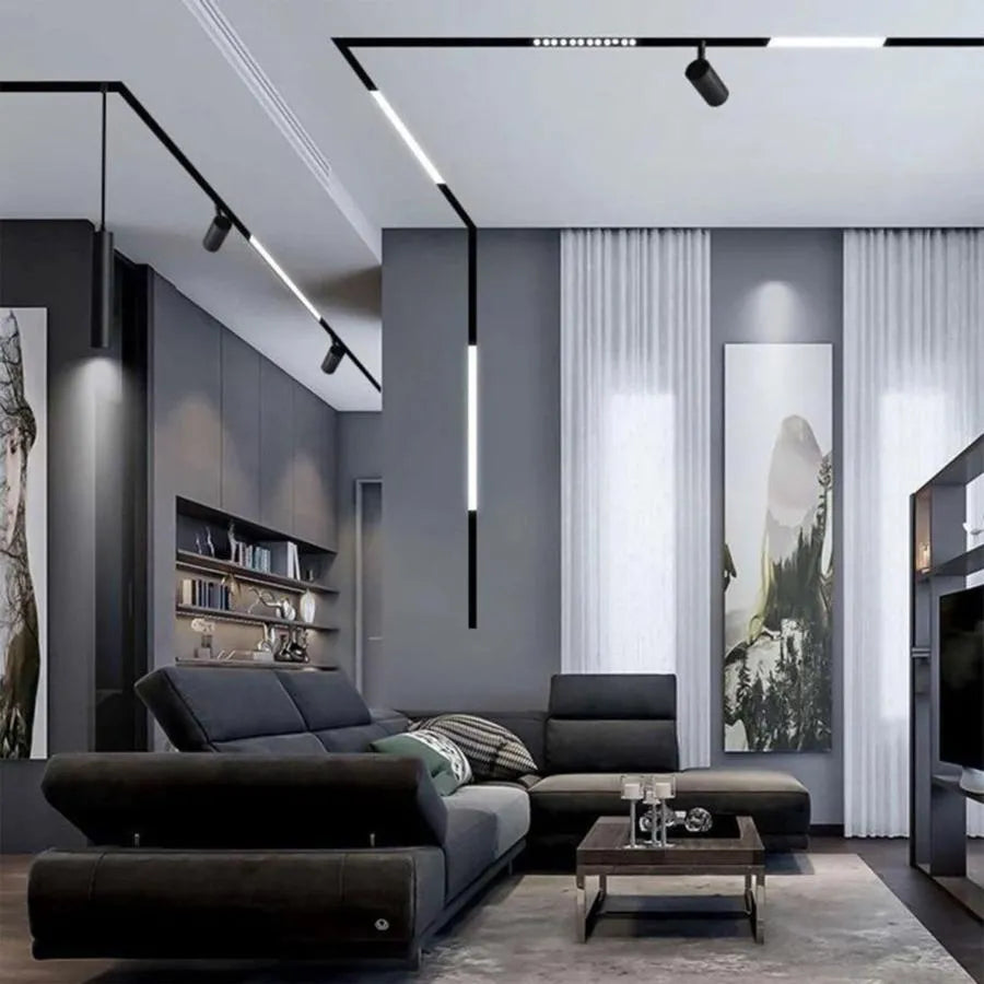 Sina Incastrata pentru Proiectoare Magnetice, 2m, Negru – culoare neagră – RegalStore, iluminat interior