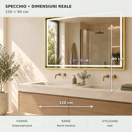Oglinda LED Specchio 120x80 cm - dimensiuni