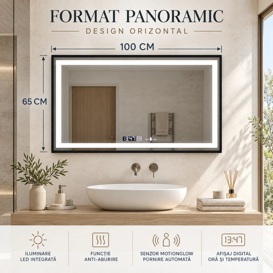 Oglinda LED Verite Majeste Noir 100x65 cm - dimensiuni