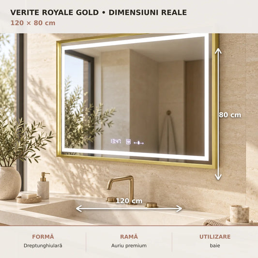 Oglinda LED Verite Royale Gold 120x80 cm - dimensiuni