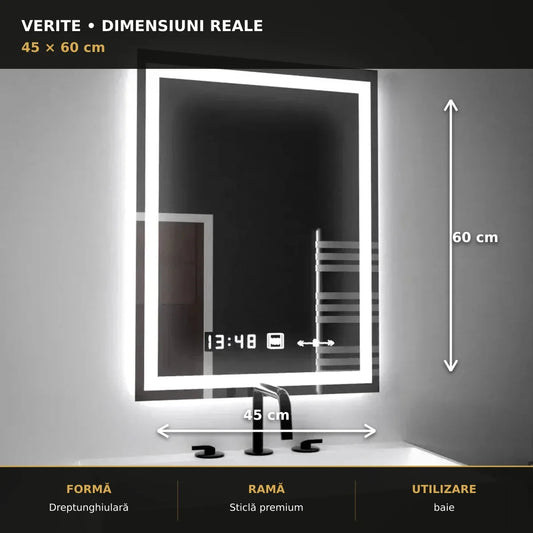 Oglindă LED Verite 45x60 cm – dimensiuni