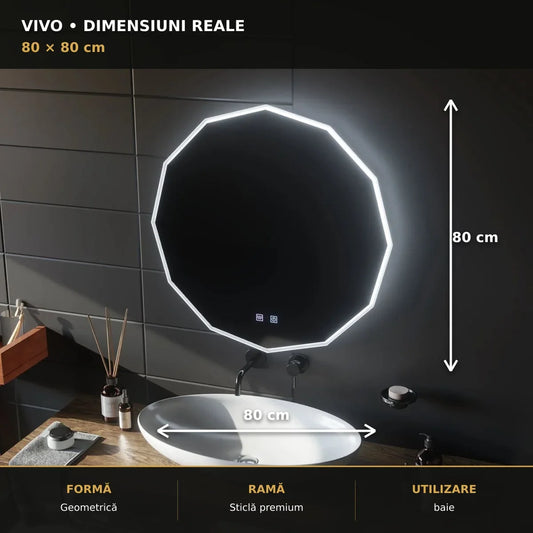 Oglindă LED VIVO 80 cm – dimensiuni