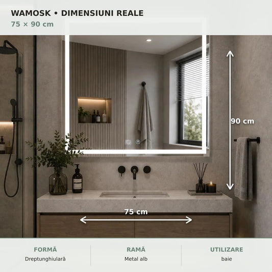 Oglinda LED WAMOSK 75x90 cm - dimensiuni