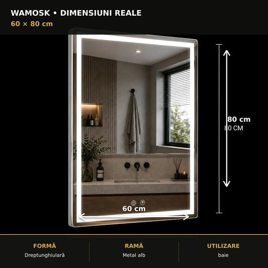 Oglindă LED Wamosk 60x80 cm – dimensiuni