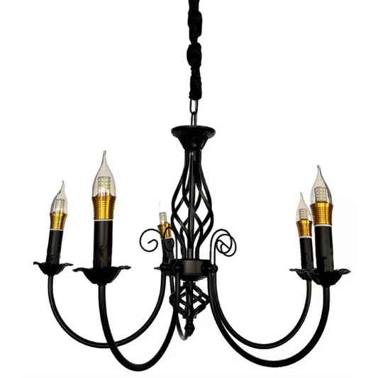 Candelabru Perla, 5xE14, Negru, Inaltime Reglabila – culoare neagră – RegalStore, iluminat interior