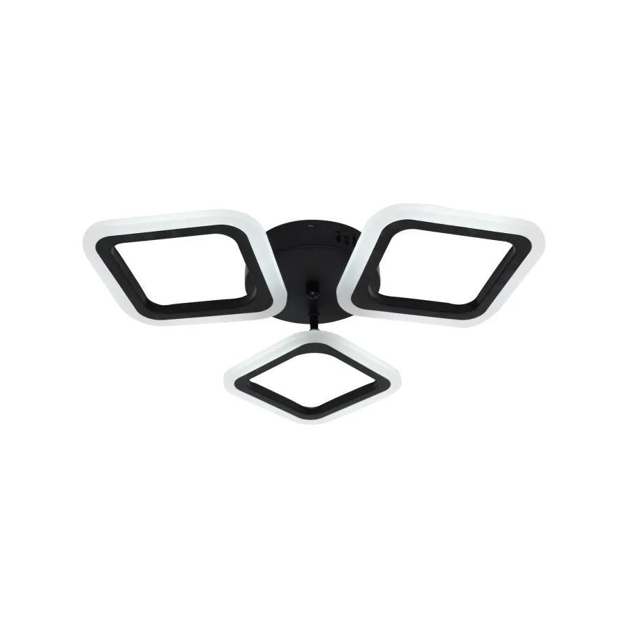 Lustra LED PULSARIS 32W, 3 Patrate, lumina Rece/Calda/Neutra, Negru – RegalStore