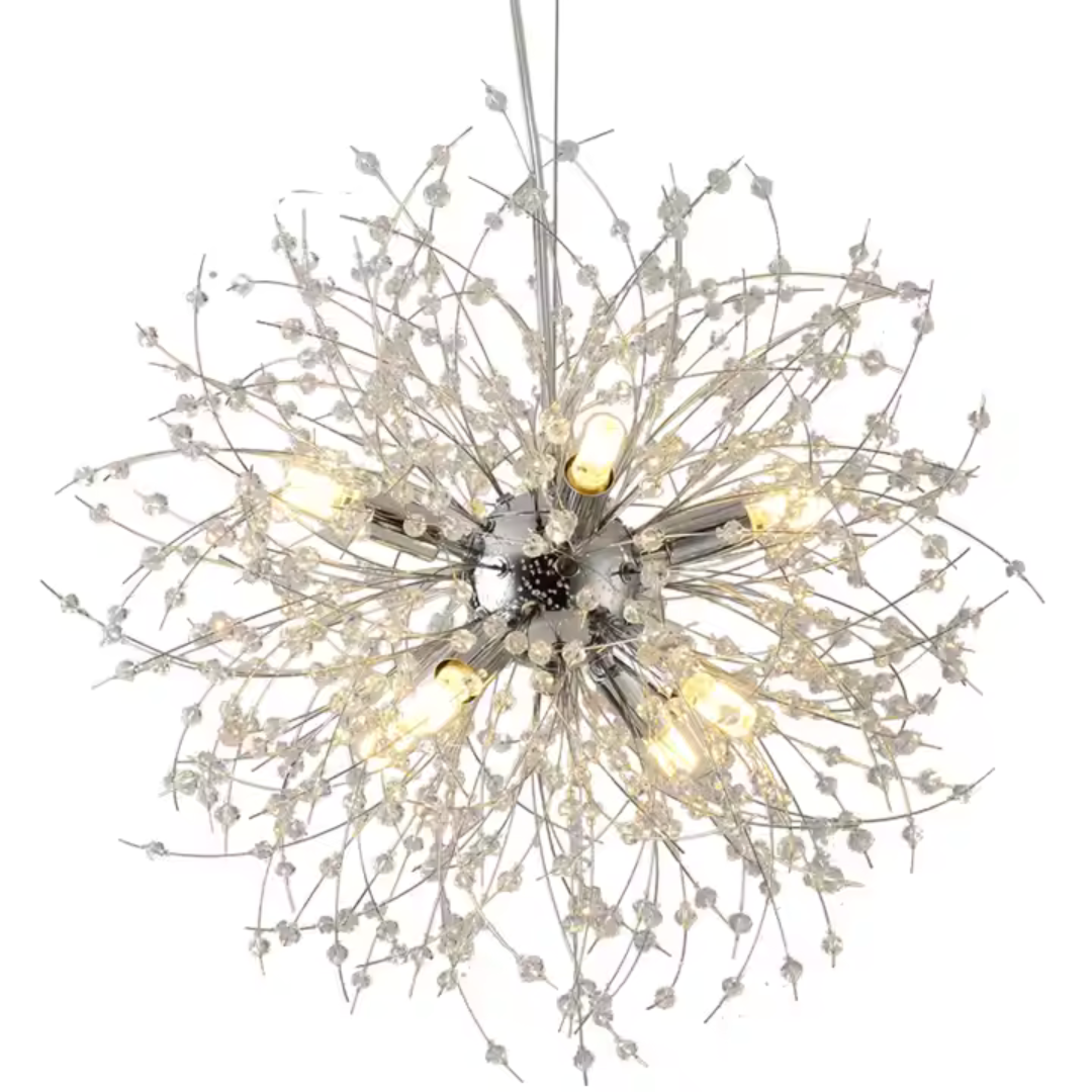 Candelabru Cristal Schonbrunn, 9x G9, Diametru 49cm, Crom Lucios, Iluminare Stralucitoare