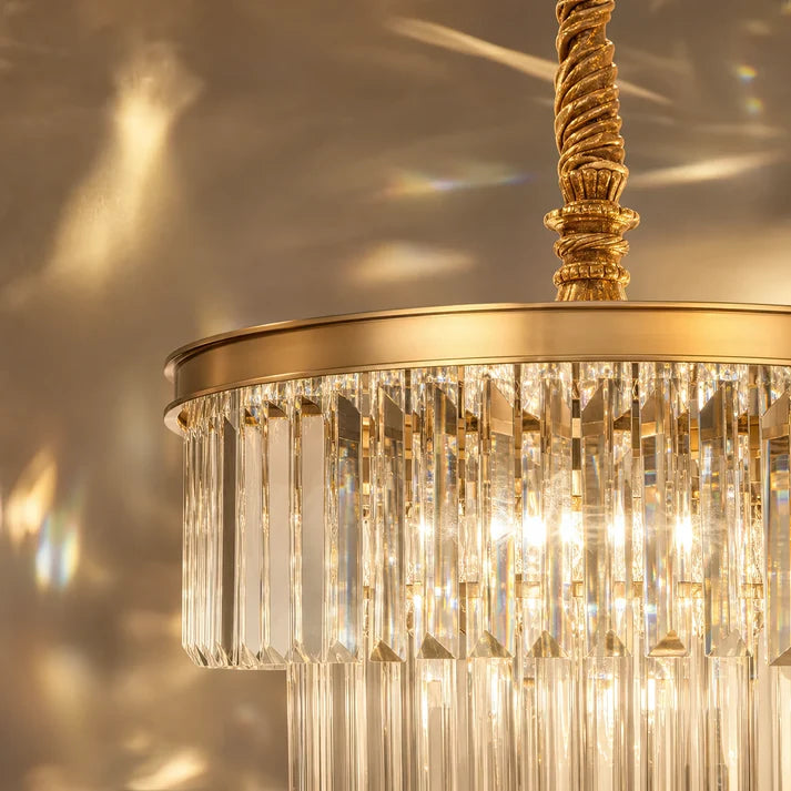 Candelabru Cristal CHAMBORD Petito 3xE14, Diametru 28cm, Auriu Mat, Inaltime Reglabila