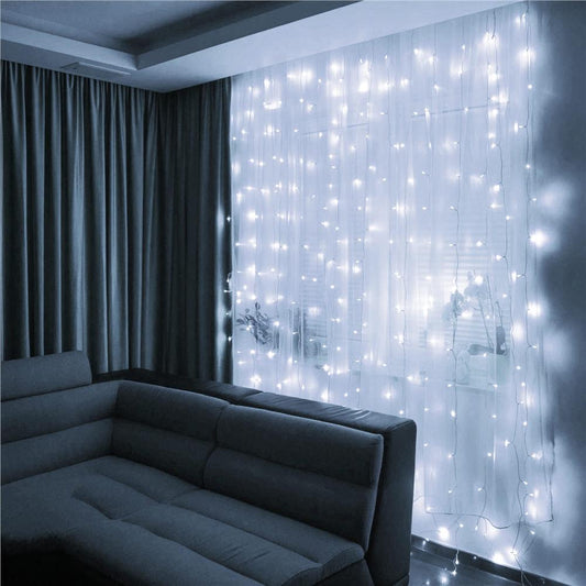 Ghirlanda luminoasa tip perdea 200 LED-uri, 2x2m, pentru interior, alimentare USB, alb