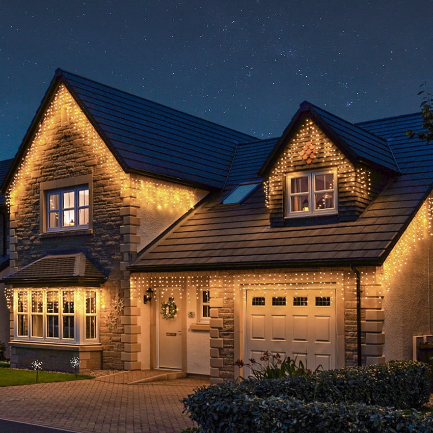 Ghirlanda luminoasa tip perdea Premium 300 LED-uri, 14,5m, 18Wati, interior/exterior, cu flash, alb cald (galben)