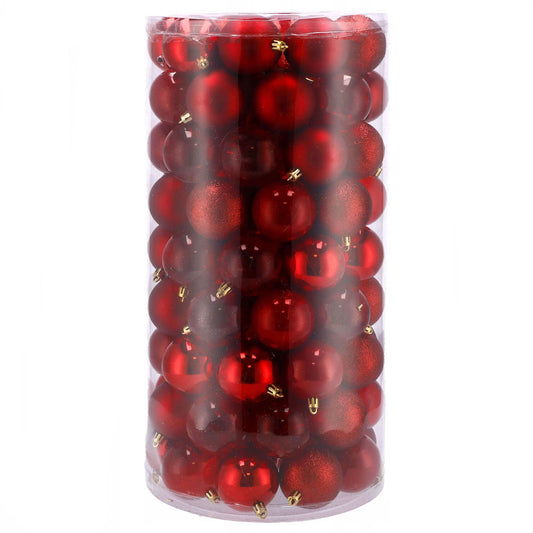 Set globuri de Craciun, 100 bucati, 6cm, rosu