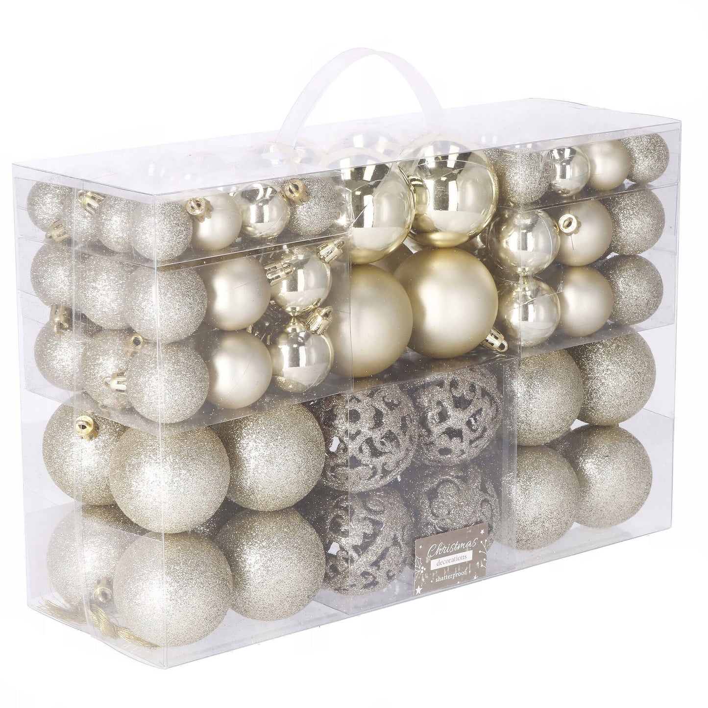 Set globuri de Craciun, 100 bucati, 3-6cm, auriu