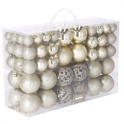 Set globuri de Craciun, 100 bucati, 3-6cm, auriu