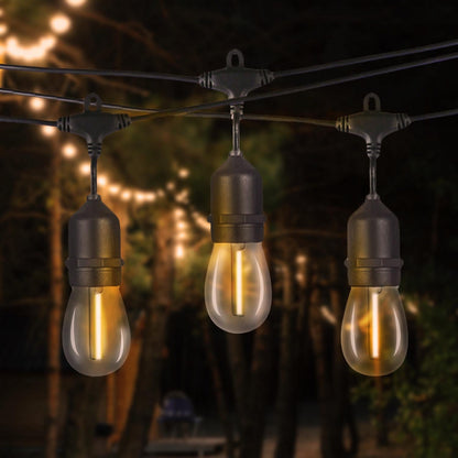 Ghirlanda luminoasa decorativa pentru exterior, alimentare la priza, 15 metri, 15 becuri LED cu iluminare calda 3000K, IP44, controler prin aplicatie