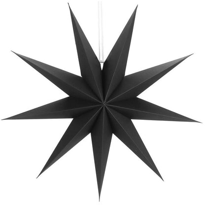 Stea decorativa 3D din hartie, cu 9 colturi, 60cm, neagra