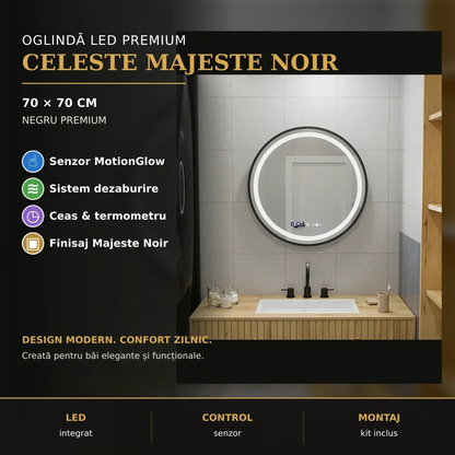 Oglinda LED Celeste Majeste Noir 70 cm — imagine principală