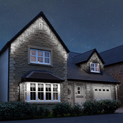 Ghirlanda luminoasa tip perdea Premium 750 LED-uri, 32,5m, 45Wati, interior/exterior, cu flash, alb rece