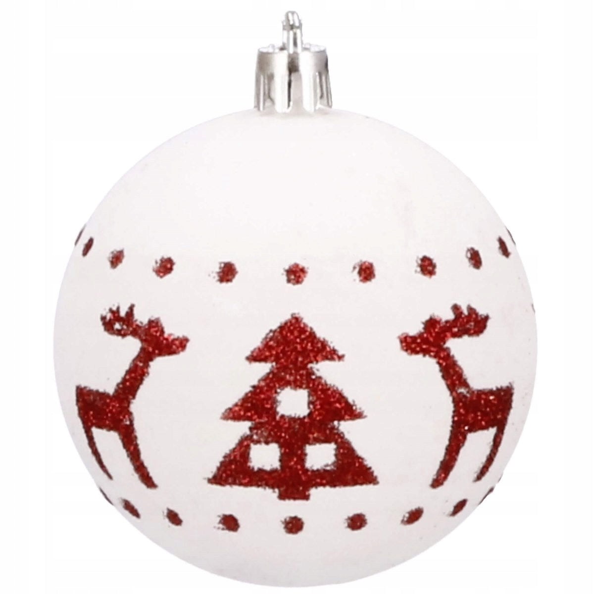 Set globuri de Craciun cu modele de sarbatori, 30 bucati, 7cm, alb rosu