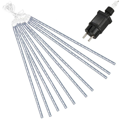 Instalatie de Craciun, 10 tuburi, 50cm, 480 LED, ploaie de meteoriti, alb