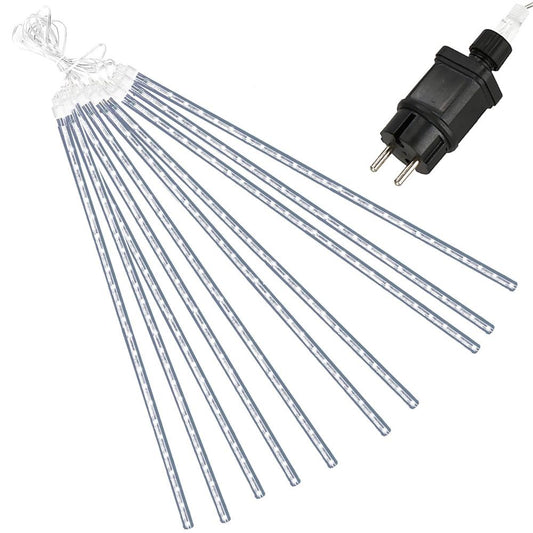 Instalatie de Craciun, 10 tuburi, 50cm, 480 LED, ploaie de meteoriti, alb